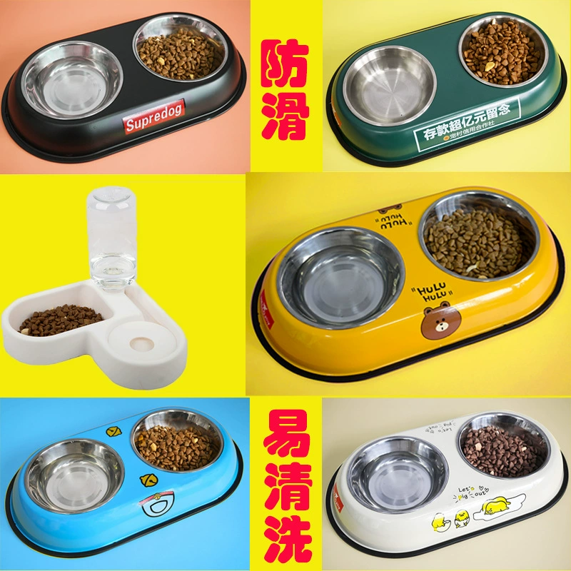 Pet из нержавеющей стали собака чаша автоматическая подача питьевой воды большой двойной чаша Pet кошка чаша Нескользящая собака чаша Pet миска для кормления