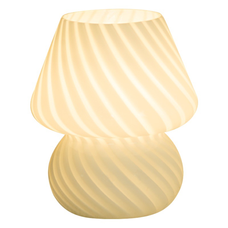 Lámpara de mesa de setas sala de estar regulable B & B atmósfera lámpara decoración dormitorio luz lámpara de mesa de cristal de lujo lámpara de noche lámpara de raya