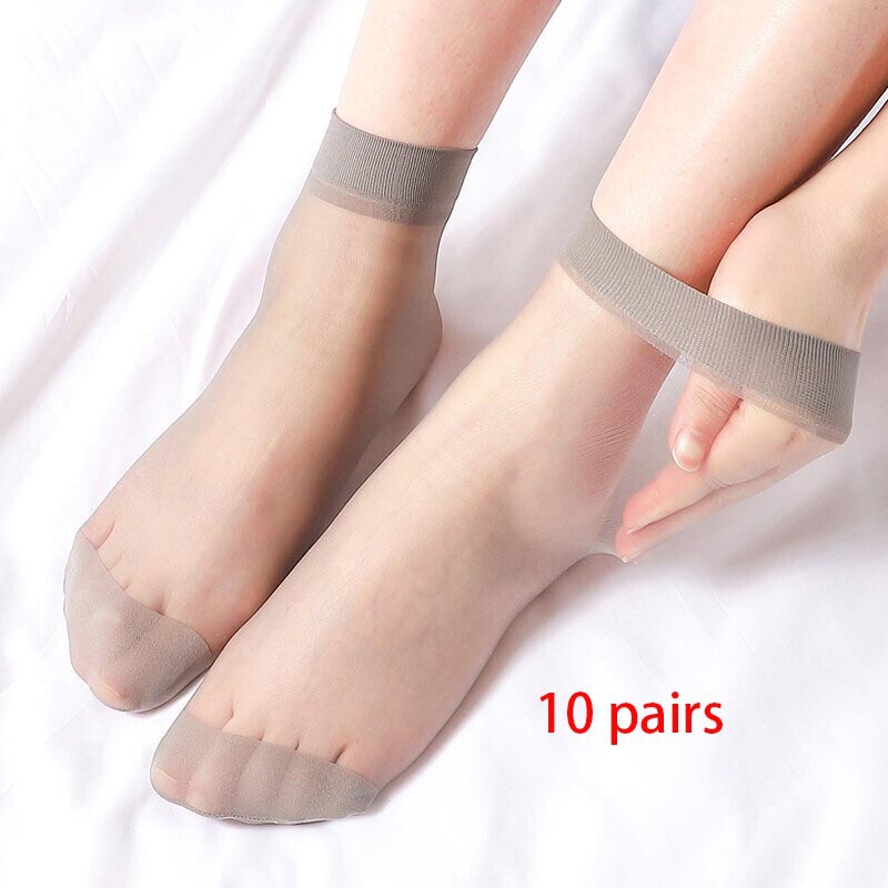 Double Color Black Skin Color Transparent Thin Women Crystal Silk Socks Nylon Fashion Women Summer Short Ankle Silk Socks