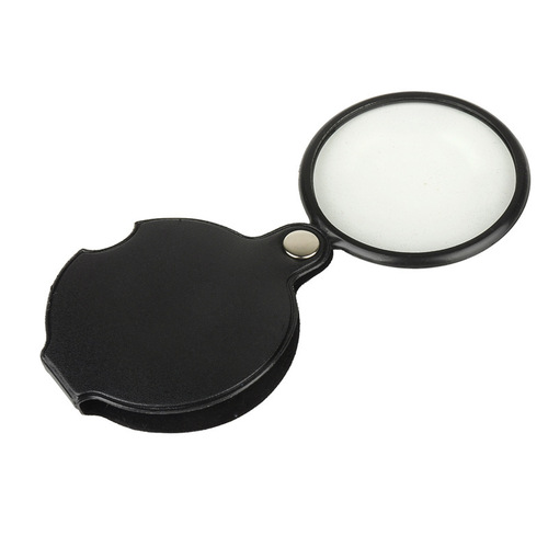Mini 50mm leather magnifying glass with flexible handle leather case Folding leather case magnifying glass Pocket magnifying glass