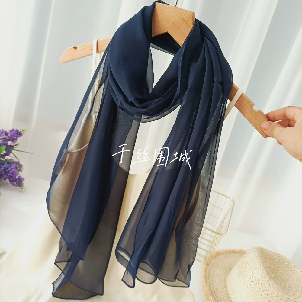 Summer Korean version of Women's Little Long Scarf Pure Color Symbol Skin Simpling Simple Dance Chiffon Red Joe Qi Qi Qi Qi Qi Qi Qiqi