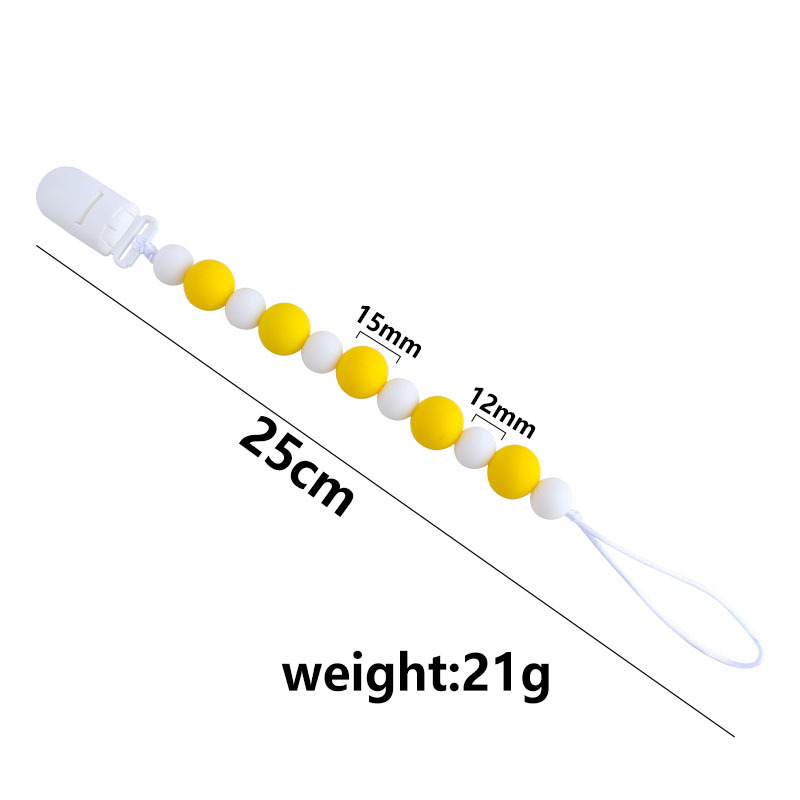 Nuevo bebé suministros plástico pico clip de silicona perlas mordedor bebé molar juguetes chupete cadena anti-perdida cadena