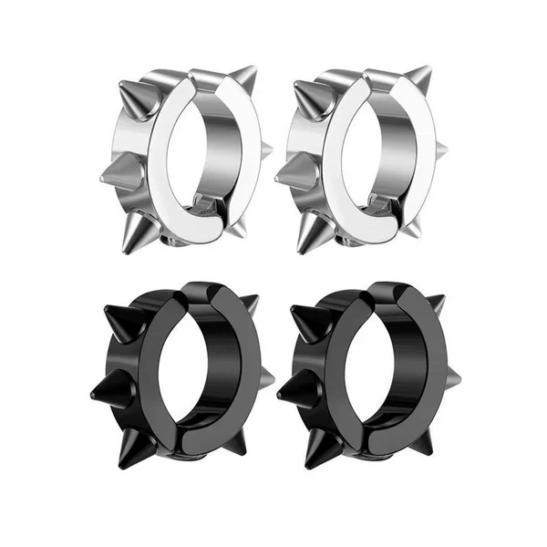 Titanium Steel Rivet Ear Bone Clip Cochlear Clip with Thorns Dark Punk Spiked Ear Clip Ear Buckle Pointed Ear Buckle Men's and Women's Earrings
