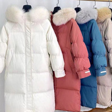 冬季奶呼呼黄色中长款毛领连帽羽绒服平湖女款高端女冬季新款加厚