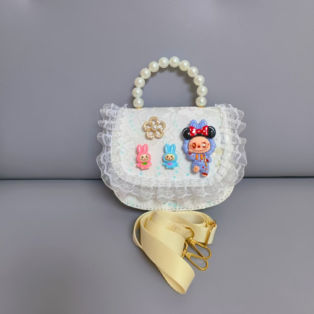 Bolso de perlas bolso de hombro bolso de cambio bolso de princesa bolso de tela de tela bolso de niños bolso de cadena bolso pequeño