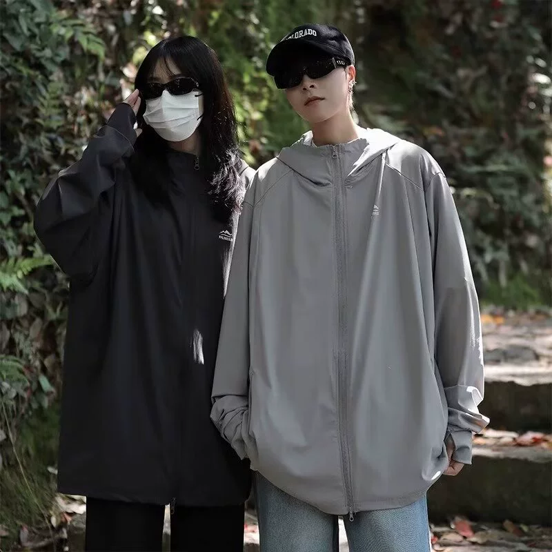 Пара ледяной шелк солнцезащитный крем Летняя тонкая куртка с капюшоном кожа одежда приливная бренд наружная анти-ультрафиолетовая куртка мужской