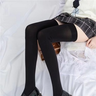 Jk Small Leg Socks Thin Silk Stockings Pressure Slimming Over-the-knee Skinny Legs Spring and Autumn Velvet Women's Black Japanese Black Silk