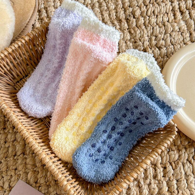 Glue Socks Amazon with Grip Non-Slip Coral Velvet Socks Slippers Socks Cross-Border Women's Winter Floor Socks Wholesale