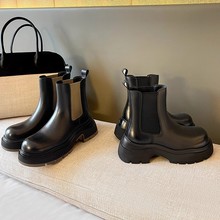 女鞋厚底切尔西靴真皮马丁靴2025年新款时尚英伦风增高烟筒短靴子