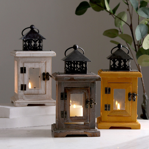 Vintage American Style Scented Glass Candle Holders with Wooden Craft Decor for Wholesale