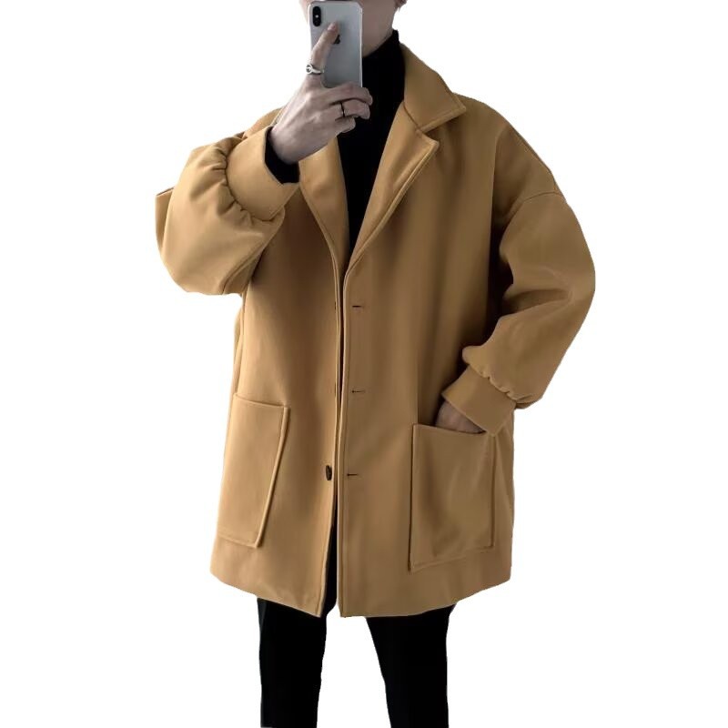 Chaqueta de tween para hombres, chaqueta de tween gruesa, abrigo de estilo medio largo, abrigo de estilo coreano, estilo de invierno y otoño, estilo de Hong Kong.