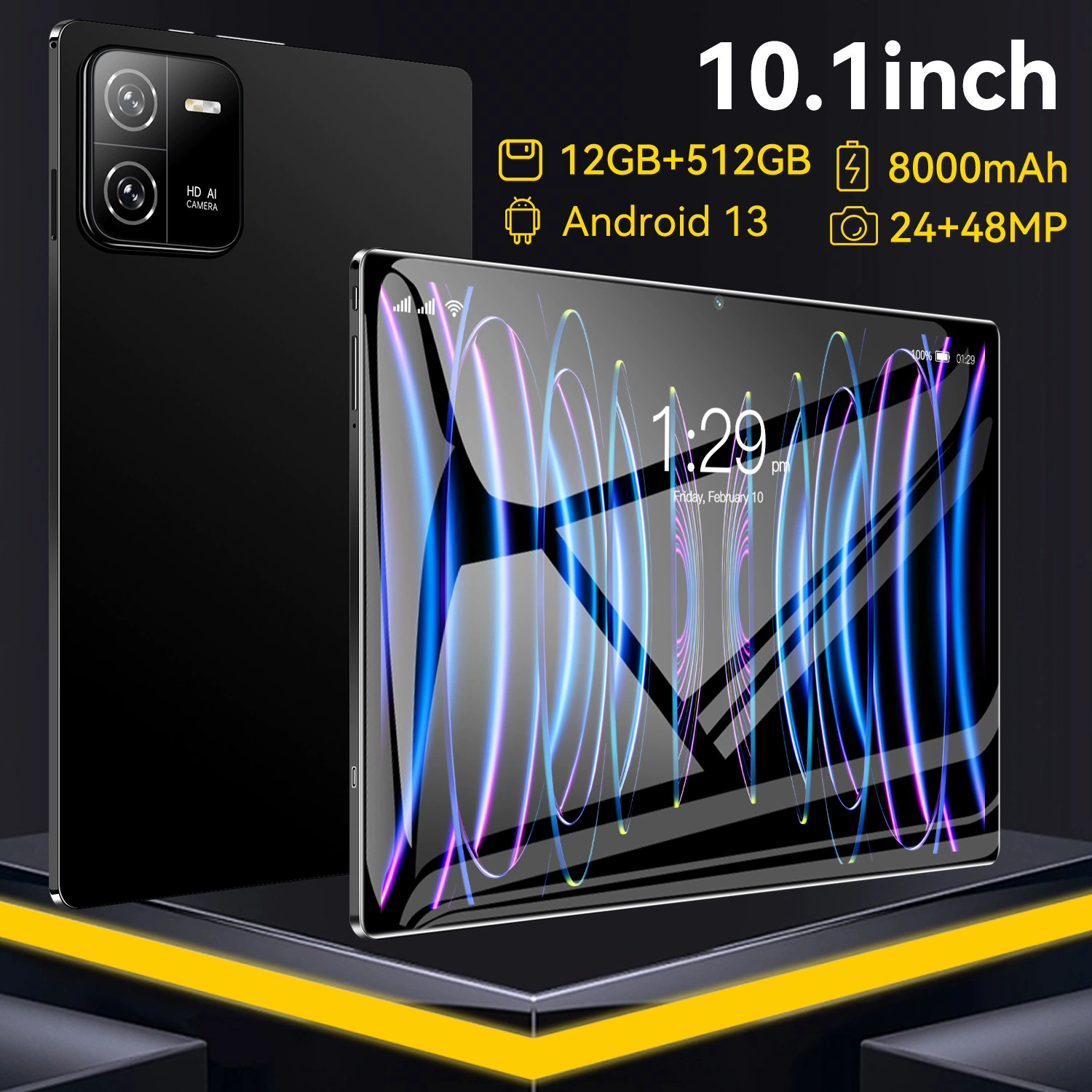 Планшет 10,1 дюйма, 12ГБ+512ГБ, 5G и Bluetooth, Android 13