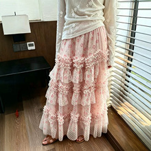实拍法式碎花色蕾丝半身裙女甜美公主芭蕾纱裙设计感蓬蓬蛋糕裙