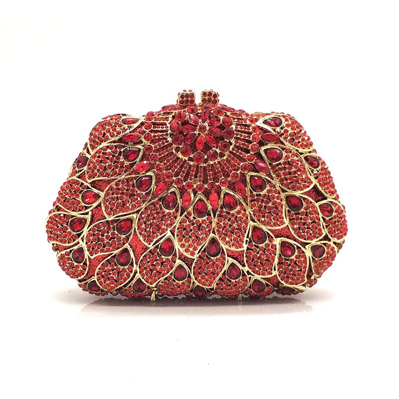 Túi clutch nữ đính đá dạ hội họa tiết hoa phong cách Âu Mỹ — Vàng kim AB chi tiết 4