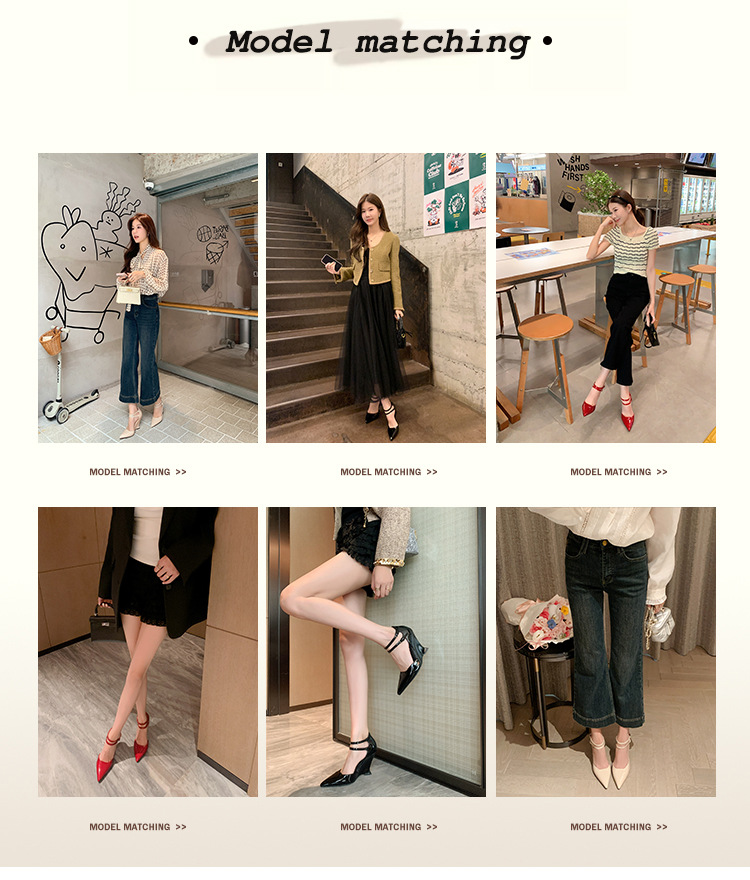 Giày cao gót nữ mũi nhọn Mary Jane đế xuồng platform da thật — màu đen, màu mơ, màu đỏ chi tiết 5