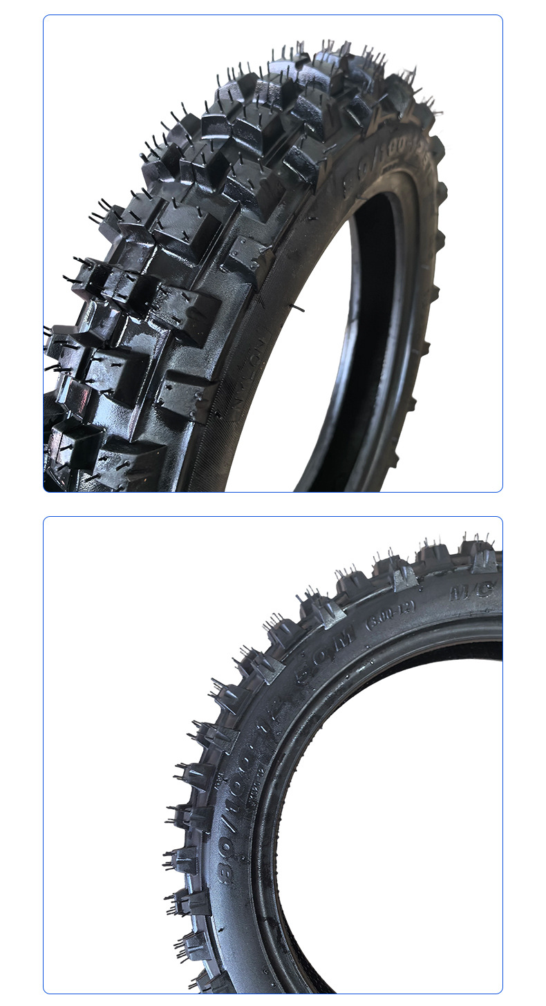80/100-12 Off-Road Tire Motorcycle Parts Thickened Straight Valve Inner and Outer Tire Manufacturer Supply for Small Dirt Bikes with Deep Tread
