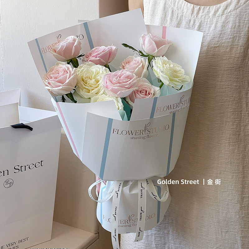 Grueso dorado Noble papel de regalo Papel de embalaje inglés flor material de embalaje floristería material floral papel simple