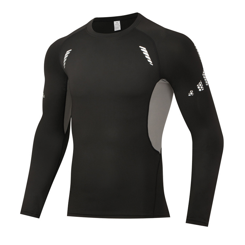 Cross-border Sports Fitness Suit Men's Running Quick-drying Long-sleeved Stretch Tight Clothes Basketball Base Breathable Training Suit in stock Cross-border Sports Fitness Suit Men's Running Quick-drying Long-sleeved Stretch Tight Clothes Basketball Base Breathable Training Suit in stock