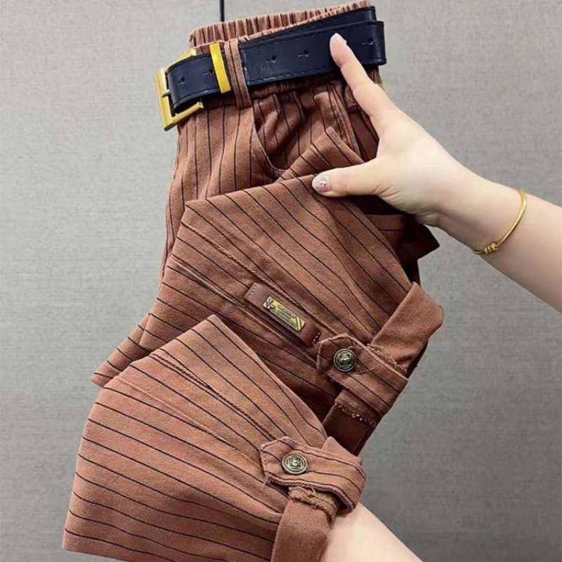 브릭 레드 스트라이프 데님