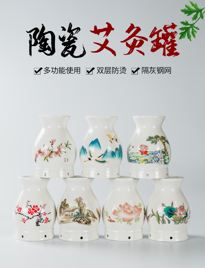 Ceramic Moxibustion Cup Massage Jar Multi-Function Warming Therapy Device for Home Body Care overview