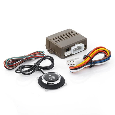901C Model: 12V One-Button Start Universal Modification System (Handbrake Detection Remote Control Start and Timed Shutdown) (Car anti-theft device) - 901a-old-button-brown-shell