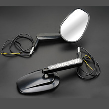 厂家直供摩托车后视镜改装CNC铝合金哈雷前转向灯椭圆骑行倒车镜