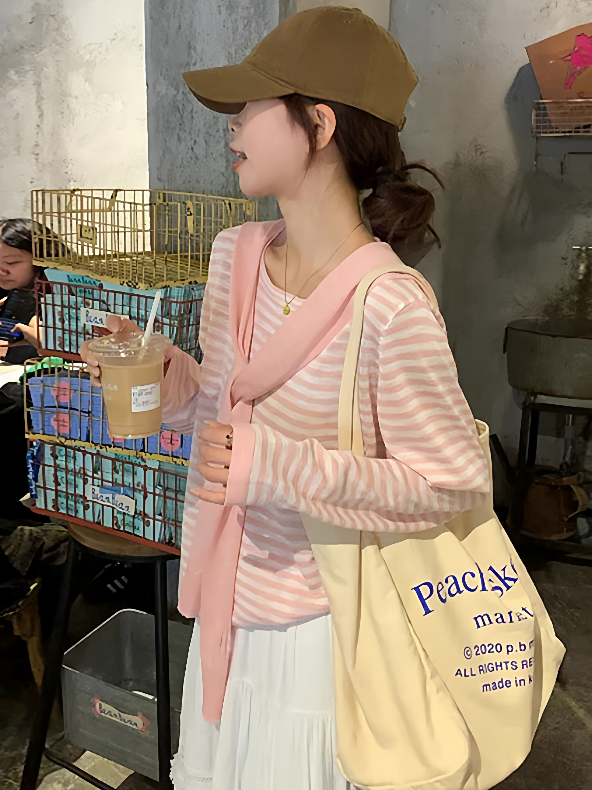 韩系慵懒风冰丝针织条纹防晒罩衫女秋季薄款长袖t恤外搭披肩上衣|undefined