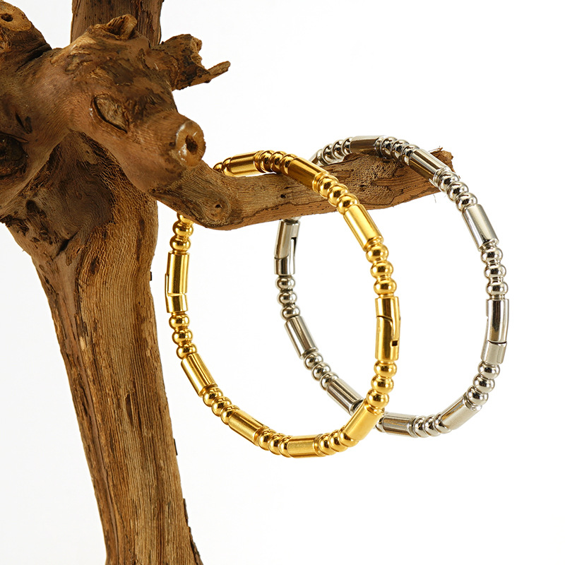 20g Weight Bangle Classification 304 Stainless Steel Chain Material 1 Piece Quantity Holiday, Daily Occasion 304 Stainless Steel Material Solid Color Pattern Women's Gender Plating Design Solid Color 304 Stainless Steel Bangle In Bulk 8