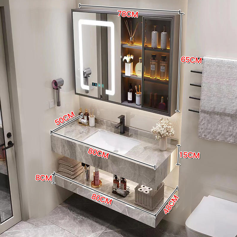 Gabinete de baño moderno y simple combinación de encimera de cerámica de pizarra brillante hotel de alojamiento residencial inodoro lavabo lavabo