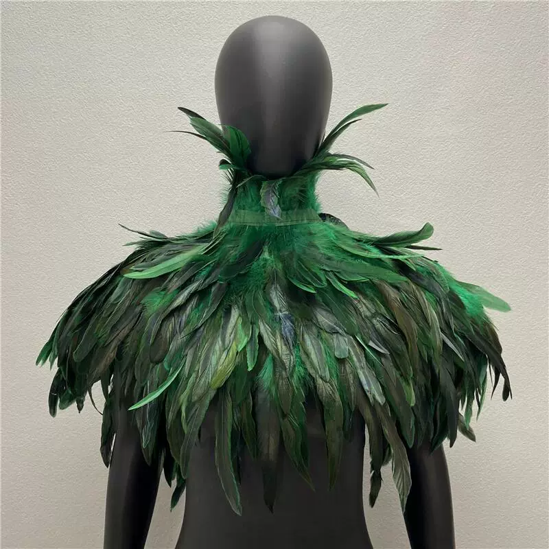 Feather Cape Collar, 120 cm, Multi‑color Costume Accessory (includes white goose feathers)