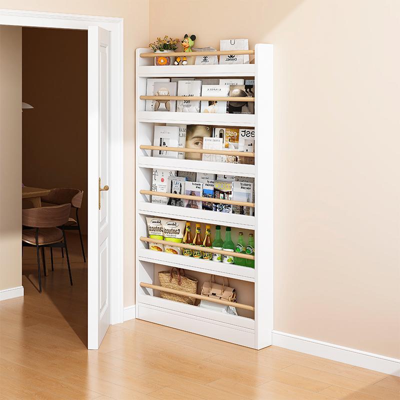 Puerta de madera sólida trasera estante de libros doméstico super delgado piso integrado contra la pared estante de almacenamiento pasillo estrecho estante de exhibición de gabinete de hendidura