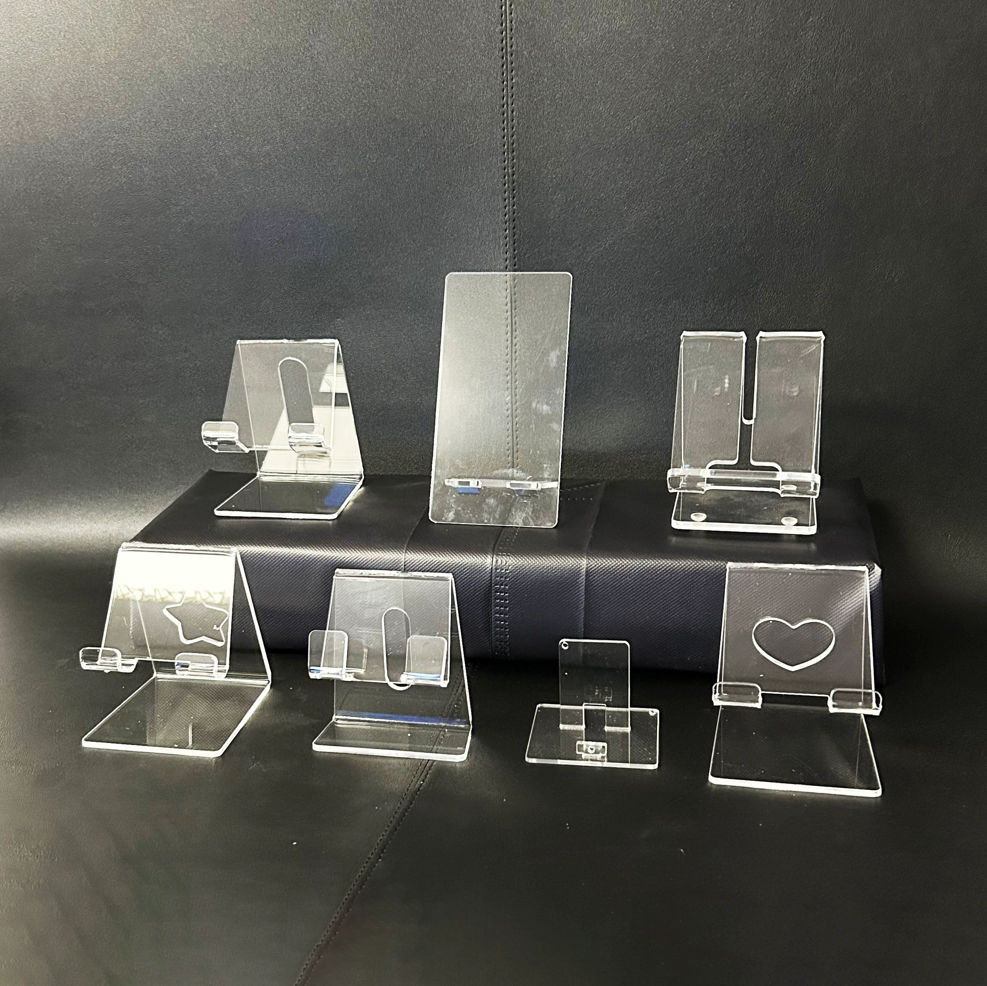 Прозрачный портативный акриловый держатель мобильного телефона для настольного стола с полкой Складная стойка из плексигласа
