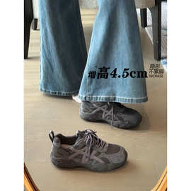 韩系复古内增高加绒德训鞋女2025秋冬新款厚底休闲百搭阿甘运动鞋