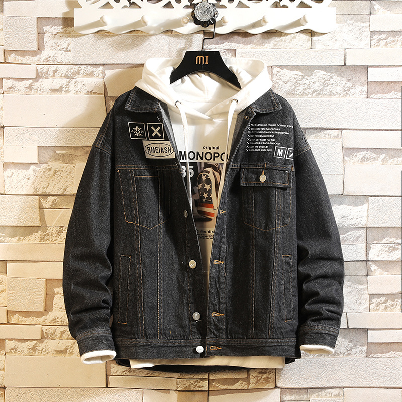 Spring and Autumn Youth Men's Denim Jacket Casual Student Trend Printing Versatile Coat_voghion.com