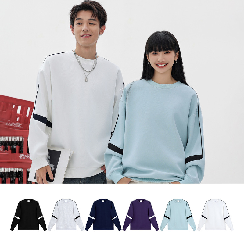 Spring and Autumn New Trendy Brand Sweatshirts with Printed Logo Men's and Women's Loose Casual Retro College Style Patchwork Off-Shoulder Tops