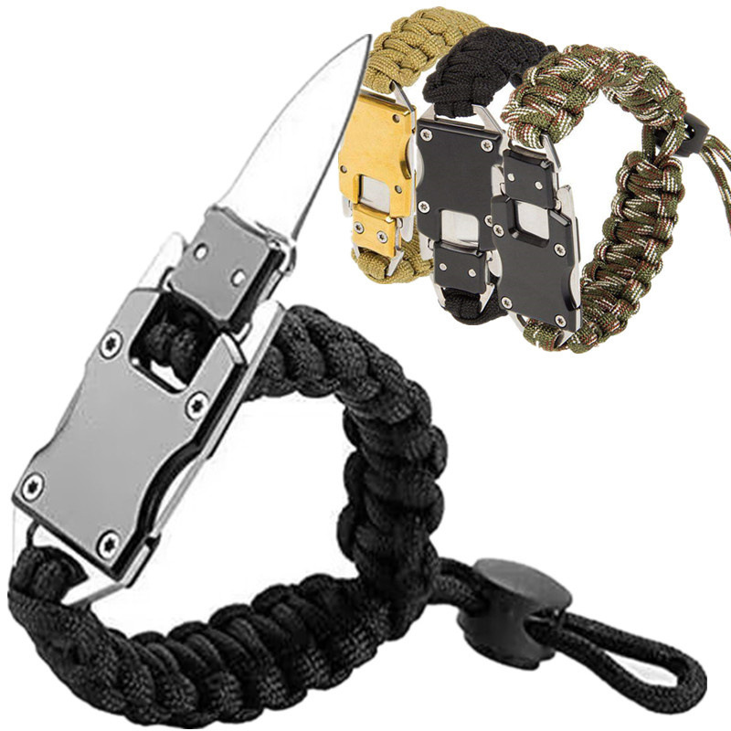 Multifunctional Transformers Knife Bracelet Seven-core Umbrella Rope Braided Hand Rope Outdoor Stainless Steel Knife Buckle Carry-on Bracelet