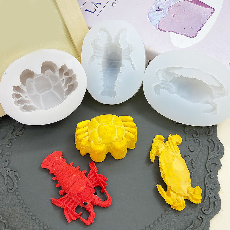 仿真螃蟹小龙虾硅胶模具水晶冻酒店冷菜造型自制皮冻模具