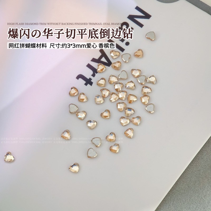 新款拼蝴蝶美甲钻爆闪K9平底钻混款材料包华子切爱心水滴异形钻|undefined