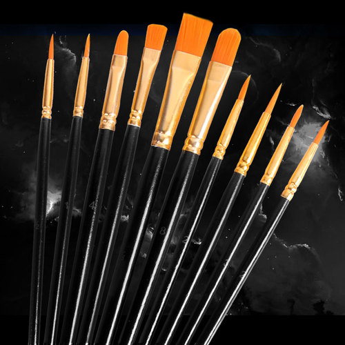 New 10 oil paint brushes nylon hair pearlescent blue hand-painted gouache watercolor brushes art painting brushes oil paint brushes