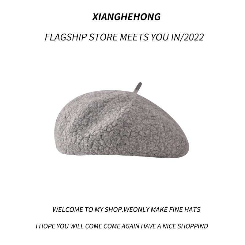 Unisex Wool beret Ladies winter Beanie pellet beret Painter cap Mushroom cap_voghion.com