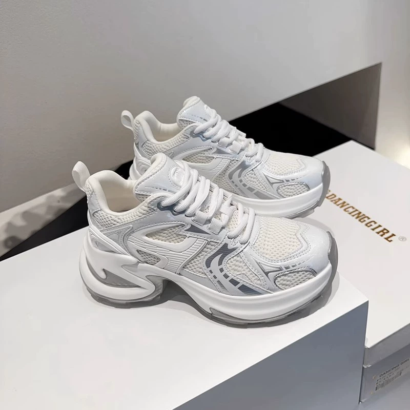 Серебристые и Off-White платформа кроссовки для тинейджеров – универсальные высокие кроссовки на повседневную спортивную обувь