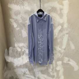 正确版本高品质B家巴黎秀款细条纹衬衫休闲长袖百搭上衣时尚男装