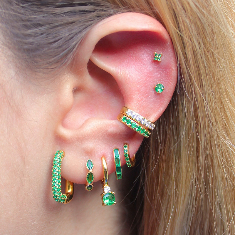 Fashion Geometric Sterling Silver Inlaid Zircon Earrings 1 Pair