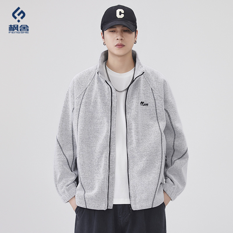 Fengshe Men's Clothing / Heavyweight Loose Stand-up Collar Jacket for Men, New Spring and Autumn Trendy Brand Youth Loose Jacket Fengshe Men's Clothing / Heavyweight Loose Stand-up Collar Jacket for Men, New Spring and Autumn Trendy Brand Youth Loose Jacket