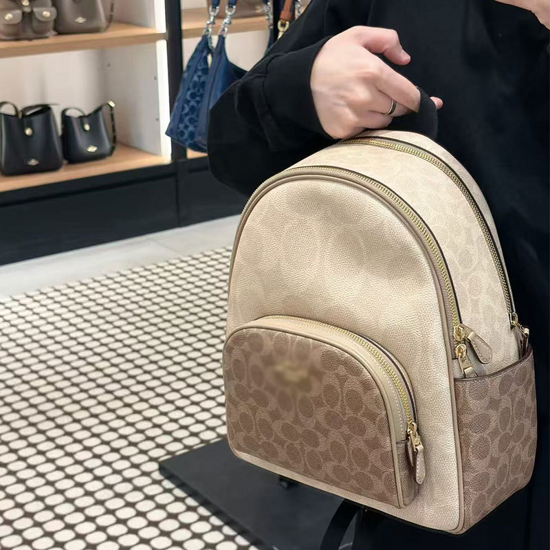 New Koujia Women's Backpack, Genuine Leather, High-Quality, Vintage Coating, Large Capacity, Monogram Casual Travel Bag