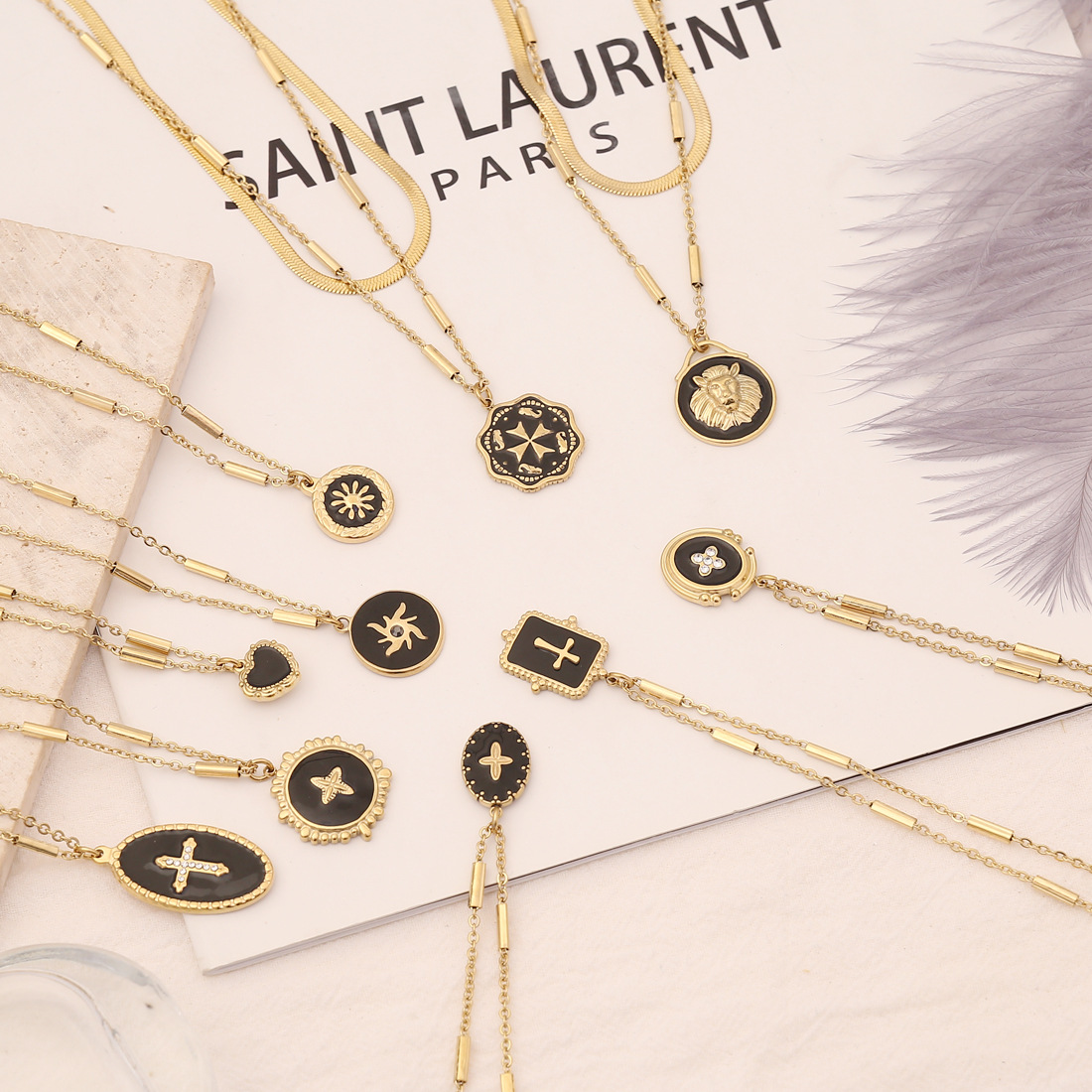 Multi-Layer Stainless Steel Flat Snake Heart Necklace