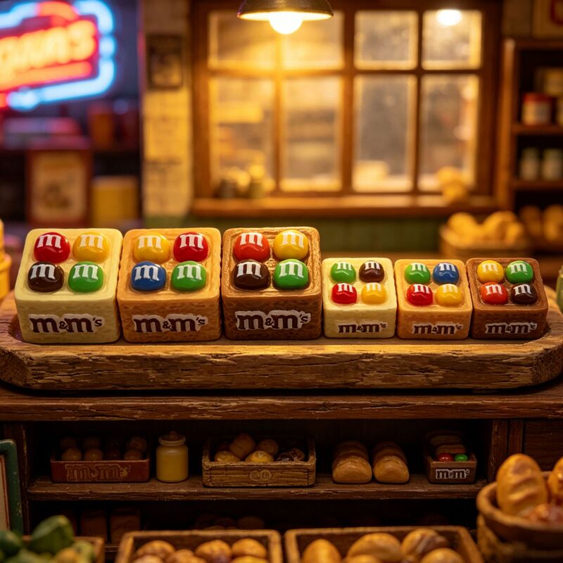 Cute M&M colorful chocolate bean box, convenience store food toy snack keychain pendant DIY accessory