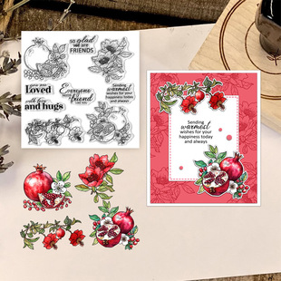 Original design transparent silicone seal hand account DIY decorative pattern fruit pomegranate flower transparent seal wholesale