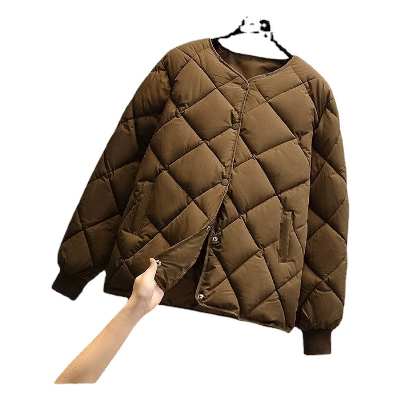 Южная Корея небольшая легкая пуховая куртка с хлопковой подкладкой, Женская легкая Короткая свободная 2023 Новая бейсбольная куртка в Корейском стиле для женщин