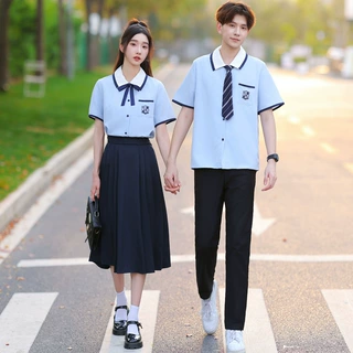 2025实拍情侣衬衫小初高中学生套装班服毕业照表演服装